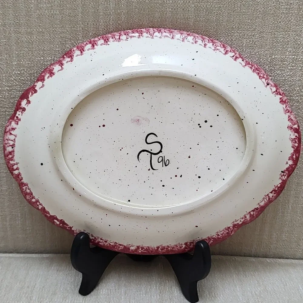 Vintage Santa's Cookies Plate Gingerbread Man Oval Scalloped Dish 1990's
